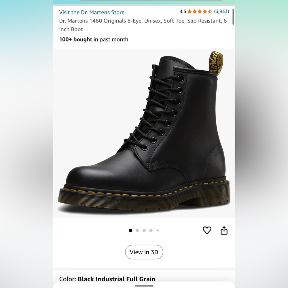 Dr. Martens 1460 Originals 8-Eye, Unisex, Soft Toe, Slip Resistant, 6 Inch Boot - Picture 7 of 7